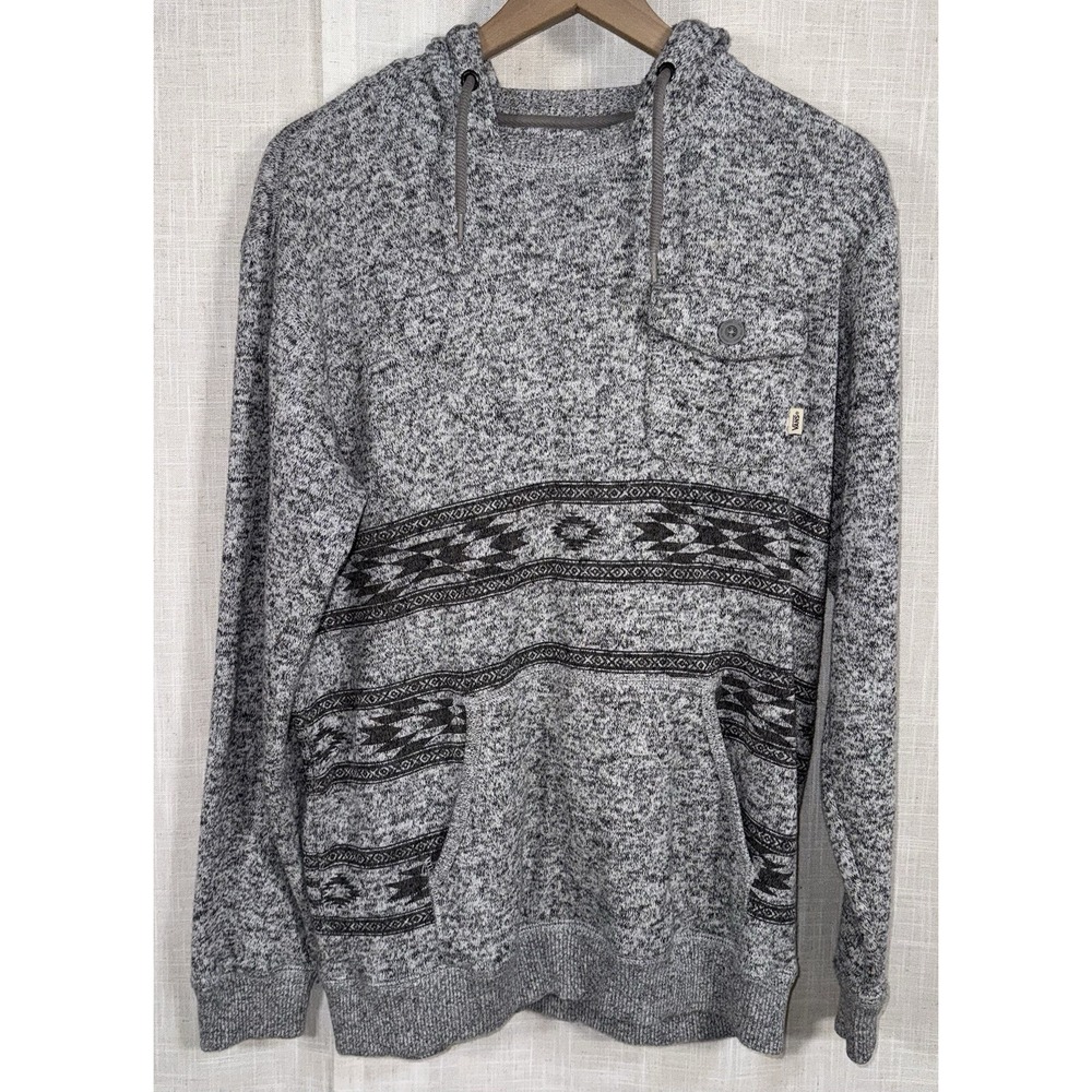 Vans Hoodie Men's Medium Grey Southwest Aztec Sweater Pullover Kesley Skater